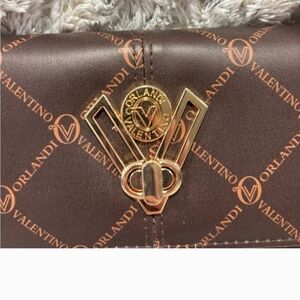 Valentino Orlandi Brown and Gold Shoulder Bag